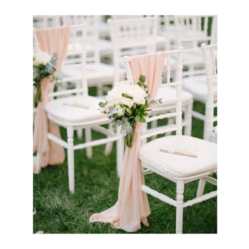 FJOADNVM Stuhlschleife Hochzeit 10PCS 30x270cm Sage Green Chiffon Wedding Chair Sashes Setting Gauze Sheer Vintage Birthday Party Festival Aisle Decor(10PCS Apricot) von FJOADNVM