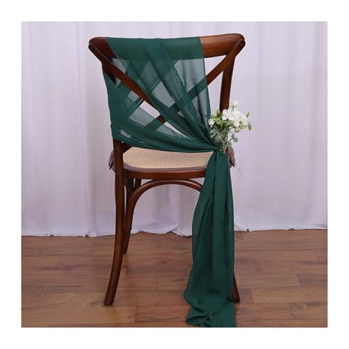FJOADNVM Stuhlschleife Hochzeit 10PCS 30x270cm Sage Green Chiffon Wedding Chair Sashes Setting Gauze Sheer Vintage Birthday Party Festival Aisle Decor(10PCS Dark Green) von FJOADNVM
