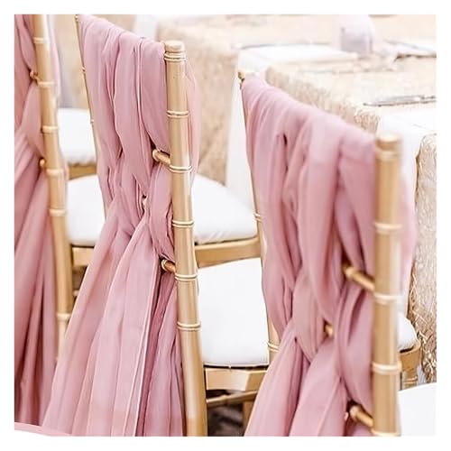 FJOADNVM Stuhlschleife Hochzeit 10PCS 30x270cm Sage Green Chiffon Wedding Chair Sashes Setting Gauze Sheer Vintage Birthday Party Festival Aisle Decor(10PCS Dirty pink) von FJOADNVM