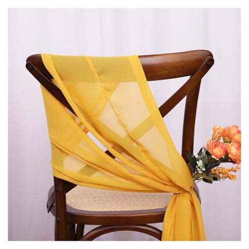 FJOADNVM Stuhlschleife Hochzeit 10PCS 30x270cm Sage Green Chiffon Wedding Chair Sashes Setting Gauze Sheer Vintage Birthday Party Festival Aisle Decor(10PCS Ginger) von FJOADNVM