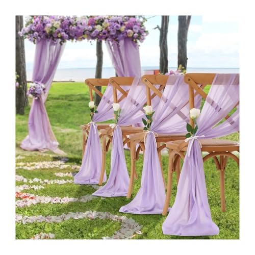 FJOADNVM Stuhlschleife Hochzeit 10PCS 30x270cm Sage Green Chiffon Wedding Chair Sashes Setting Gauze Sheer Vintage Birthday Party Festival Aisle Decor(10PCS Light Purple) von FJOADNVM