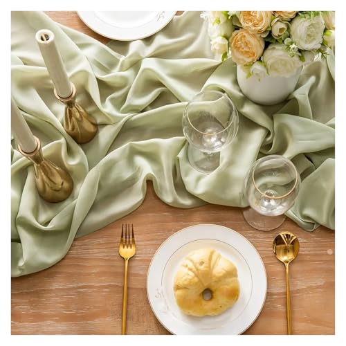 FJOADNVM Stuhlschleife Hochzeit 10PCS 30x270cm Sage Green Chiffon Wedding Chair Sashes Setting Gauze Sheer Vintage Birthday Party Festival Aisle Decor(10PCS Matcha Green) von FJOADNVM