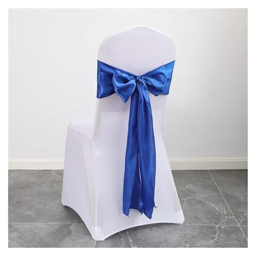 FJOADNVM Stuhlschleife Hochzeit 10pcs Satin Chair Belt with Bow Decoration, Universal Cover Ribbon Tie Wedding Back Decor/Chair Sashes(Blue) von FJOADNVM