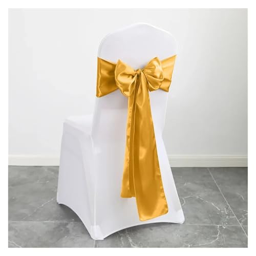 FJOADNVM Stuhlschleife Hochzeit 10pcs Satin Chair Belt with Bow Decoration, Universal Cover Ribbon Tie Wedding Back Decor/Chair Sashes(Dark Gold) von FJOADNVM