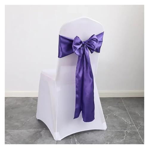 FJOADNVM Stuhlschleife Hochzeit 10pcs Satin Chair Belt with Bow Decoration, Universal Cover Ribbon Tie Wedding Back Decor/Chair Sashes(Dark Purple) von FJOADNVM