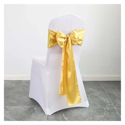 FJOADNVM Stuhlschleife Hochzeit 10pcs Satin Chair Belt with Bow Decoration, Universal Cover Ribbon Tie Wedding Back Decor/Chair Sashes(Gold) von FJOADNVM