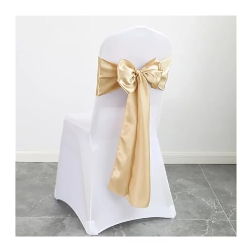 FJOADNVM Stuhlschleife Hochzeit 10pcs Satin Chair Belt with Bow Decoration, Universal Cover Ribbon Tie Wedding Back Decor/Chair Sashes(Light Champagne) von FJOADNVM