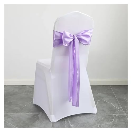 FJOADNVM Stuhlschleife Hochzeit 10pcs Satin Chair Belt with Bow Decoration, Universal Cover Ribbon Tie Wedding Back Decor/Chair Sashes(Light Purple) von FJOADNVM