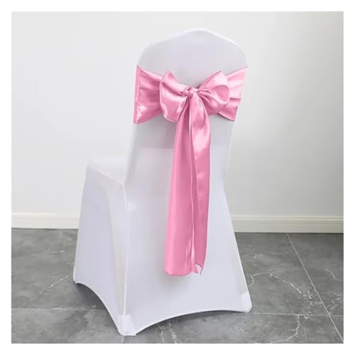 FJOADNVM Stuhlschleife Hochzeit 10pcs Satin Chair Belt with Bow Decoration, Universal Cover Ribbon Tie Wedding Back Decor/Chair Sashes(Pink 2) von FJOADNVM