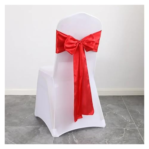 FJOADNVM Stuhlschleife Hochzeit 10pcs Satin Chair Belt with Bow Decoration, Universal Cover Ribbon Tie Wedding Back Decor/Chair Sashes(Red) von FJOADNVM
