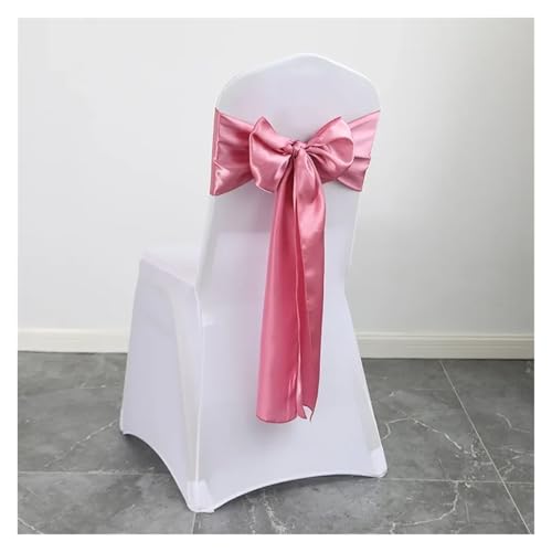 FJOADNVM Stuhlschleife Hochzeit 10pcs Satin Chair Belt with Bow Decoration, Universal Cover Ribbon Tie Wedding Back Decor/Chair Sashes(Rose pink) von FJOADNVM