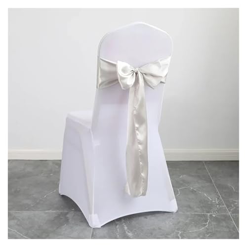 FJOADNVM Stuhlschleife Hochzeit 10pcs Satin Chair Belt with Bow Decoration, Universal Cover Ribbon Tie Wedding Back Decor/Chair Sashes(Sliver) von FJOADNVM