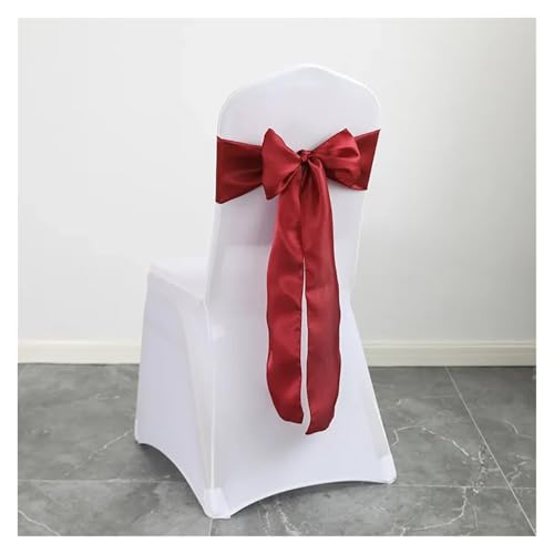 FJOADNVM Stuhlschleife Hochzeit 10pcs Satin Chair Belt with Bow Decoration, Universal Cover Ribbon Tie Wedding Back Decor/Chair Sashes(Wine red) von FJOADNVM