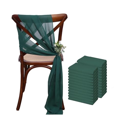 FJOADNVM Stuhlschleife Hochzeit 24 Pcs 17x275cm Sage Green Chiffon Chair Sashes 12 Set Sash Wedding Covers Ribbon Party Aisle Decor(Green2) von FJOADNVM