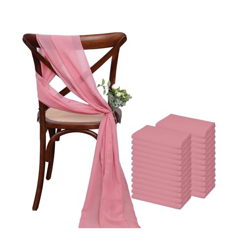 FJOADNVM Stuhlschleife Hochzeit 24 Pcs 17x275cm Sage Green Chiffon Chair Sashes 12 Set Sash Wedding Covers Ribbon Party Aisle Decor(Pink 2) von FJOADNVM