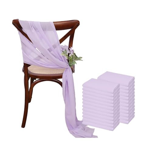 FJOADNVM Stuhlschleife Hochzeit 24 Pcs 17x275cm Sage Green Chiffon Chair Sashes 12 Set Sash Wedding Covers Ribbon Party Aisle Decor(Purple) von FJOADNVM
