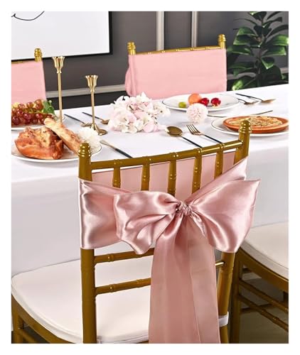 FJOADNVM Stuhlschleife Hochzeit 30PCS 17x275cm Satin Wedding Chair Sashes Setting Sage Green Sheer Vintage Birthday Party Festival Aisle Decor(30PCS Rose Gold) von FJOADNVM