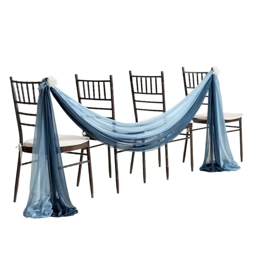 FJOADNVM Stuhlschleife Hochzeit Chiffon Chair Sashes Wedding Decoration Set of 2 for Party Banquet Event Baby Shower Ceremony Aisle Chairs Decors，30x300cm(Dusty blue2) von FJOADNVM