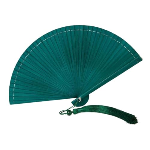 Faltfächer Falten Einfarbig Handwerk Elegante Handheld Fans Führen Requisiten Hochzeit Party Hause(Green) von FJOADNVM
