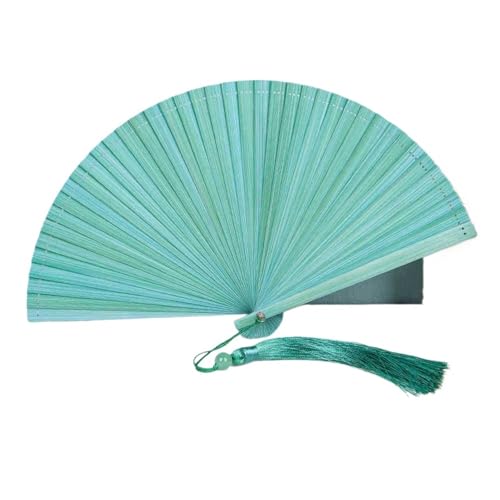 Faltfächer Falten Einfarbig Handwerk Elegante Handheld Fans Führen Requisiten Hochzeit Party Hause(Light green) von FJOADNVM
