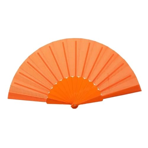 Faltfächer Tragbarer Faltfächer, schlichter Handfächer aus Kunststoff, eleganter Stoff-Handfächer for Hochzeiten, Reisen, Partys, Tanzen, Cosplay(Orange) von FJOADNVM