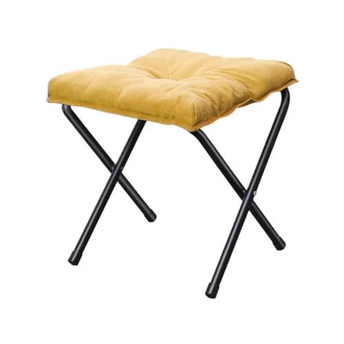Fußhocker Klappbarer Fußstützenhocker, Akzent gepolsterter Sofa-Fußhocker for faulen Stuhl, gepolstert, klein, faltbar(Yellow) von FJOADNVM