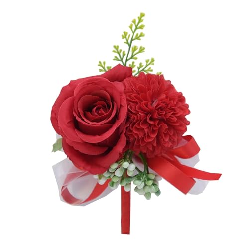 Handgelenk Corsage 2PCS Hochzeit Boutonniere Seidenblume Knopfloch Hübsche Gartenblume Prom Corsage Brautjungfern Braut Handgelenk Corsage(Brown) von FJOADNVM