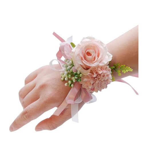 Handgelenk Corsage 2PCS Hochzeit Boutonniere Seidenblume Knopfloch Hübsche Gartenblume Prom Corsage Brautjungfern Braut Handgelenk Corsage(Green) von FJOADNVM