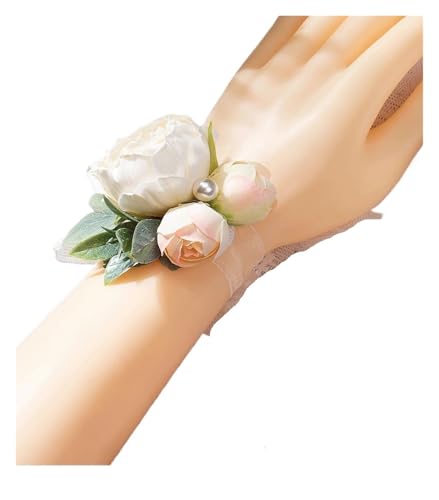 Handgelenk Corsage Einfache Hochzeit, kleine klare Braut-Hochzeits-Handgelenk-Blumen-Western-Brautjungfern-Gruppen-Handgirlande von FJOADNVM