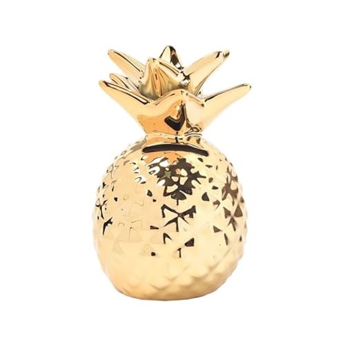 Spardose Kinder Kleine Spardosen aus Keramik in Ananasform, goldenes Sparschwein, Spardose, Schreibtischdekoration for Zuhause(Golden Pineapple) von FJOADNVM