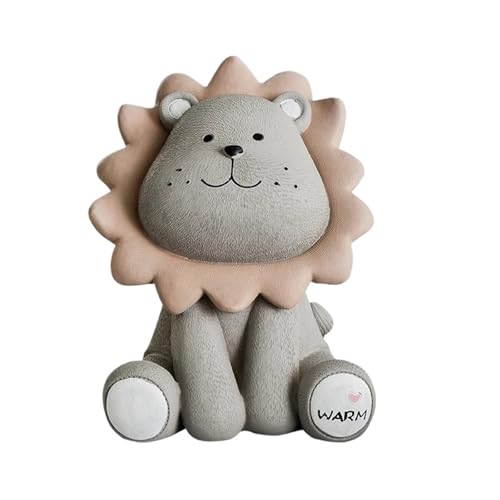 Spardose Kinder Löwe Spardose Cartoon Niedliche Kreative Kinder Kind Sparschwein Kinderzimmer Entzückendes Geschenk Tierfiguren(Grey Lion-small) von FJOADNVM