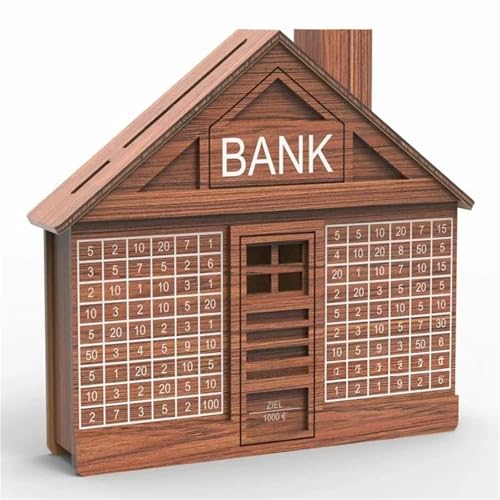 Spardose Kinder Spardose aus Holz for Bargeld, Sparschwein for 1000 oder 2000 Euro, for Erwachsene, Geldzählbank(Light Brown-1000EURO) von FJOADNVM