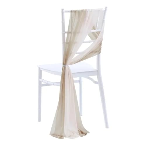 Stuhlschleife Hochzeit Set of 10 Like Chiffon Chair Sashes Wedding Decoration for Aisle Decorations Party Banquet Event Baby Shower，17x250cm Long(Beige and White) von FJOADNVM