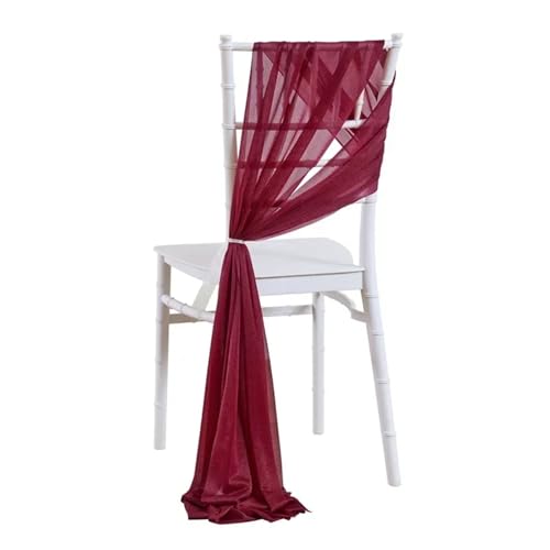 Stuhlschleife Hochzeit Set of 10 Like Chiffon Chair Sashes Wedding Decoration for Aisle Decorations Party Banquet Event Baby Shower，17x250cm Long(Burgundy) von FJOADNVM