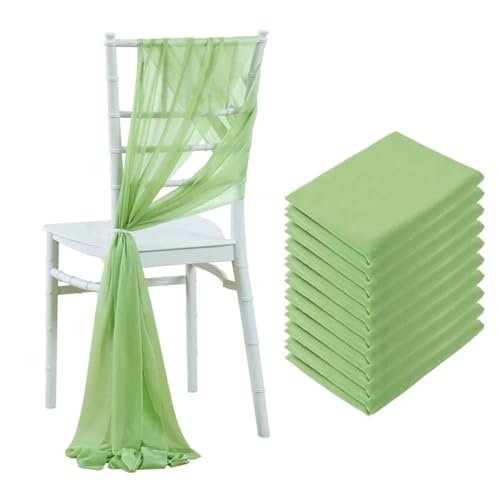 Stuhlschleife Hochzeit Set of 10 Like Chiffon Chair Sashes Wedding Decoration for Aisle Decorations Party Banquet Event Baby Shower，17x250cm Long(Light Green) von FJOADNVM