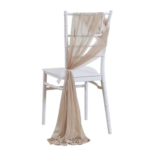 Stuhlschleife Hochzeit Set of 10 Like Chiffon Chair Sashes Wedding Decoration for Aisle Decorations Party Banquet Event Baby Shower，17x250cm Long(Light Khaki) von FJOADNVM