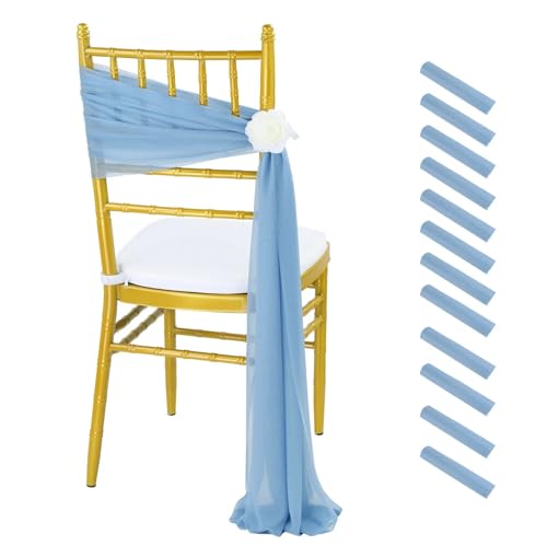 Stuhlschleife Hochzeit Set of 10 Like Chiffon Chair Sashes Wedding Decoration for Aisle Decorations Party Banquet Event Baby Shower，17x250cm Long(Light Sky) von FJOADNVM