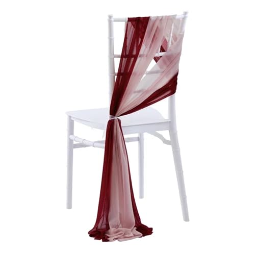 Stuhlschleife Hochzeit Set of 10 Like Chiffon Chair Sashes Wedding Decoration for Aisle Decorations Party Banquet Event Baby Shower，17x250cm Long(Pink and Burgundy) von FJOADNVM