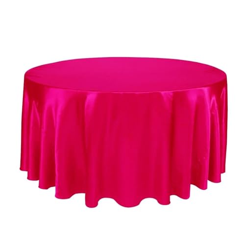 Tischdecke Rund Runde Satin-Tischdecken mit hellem, glattem Stoff, einfarbig, for Hochzeits-, Party-, Restaurant- und Bankettdekorationen(Fuchsia,120inch-305cm) von FJOADNVM