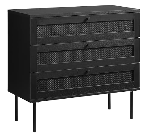 FJORDFORM Rattan Kommode, Kommode mit Schubladen, Kommode Schlafzimmer, Schubladenkommode mit Viel Stauraum, Komodenschrank für Schlafzimmer, Wohnzimmer, Flur, Büro 80x75x40cm von FJORDFORM