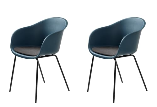 FJORDFORM Esszimmerstuhl, 2'er Stühlen, Blau, Schwarze Metallbeine von FJORDFORM