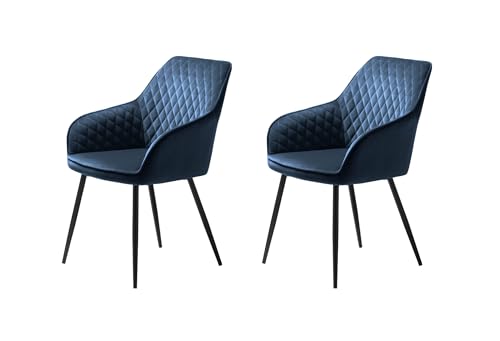 FJORDFORM Esszimmerstuhl mit armlehne, polsterstuhl esszimmer, Küchenstuhl, Wohnzimmerstuhl mit Rückenlehne, Sitzfläche aus Polyester, Metallbeine, von FJORDFORM