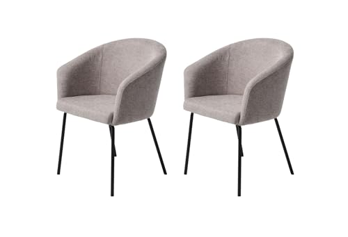 FJORDFORM Esszimmerstuhl, 2'er stühlen, Grau, Schwarze metalbeine Chair, Brego, one Size von FJORDFORM