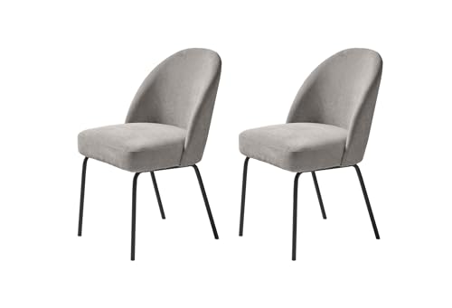 FJORDFORM Esszimmerstuhl, 2'er stühlen, Grau Chenille, Schwarze metalbeine Chair, one Size von FJORDFORM