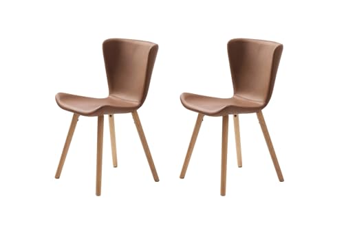 FJORDFORM Esszimmerstuhl, 2'er stühlen, Tan Kunstleder, Beine aus weisseiche Chair, One von FJORDFORM