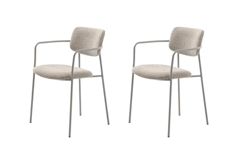 FJORDFORM Esszimmerstuhl, 2'er stühlen, Wollweiss, Graue metallbeine Chair, Boucle, One Size von FJORDFORM