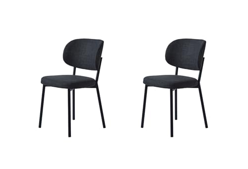 FJORDFORM Esszimmerstühle, 2er Set, Küchenstuhl, Polsterstuhl, Wohnzimmerstuhl mit Rückenlehne, Sitzfläche aus Polyester, Metallbeine, Polyester, Dunkel grau, Perfekt für das Esszimmer von FJORDFORM