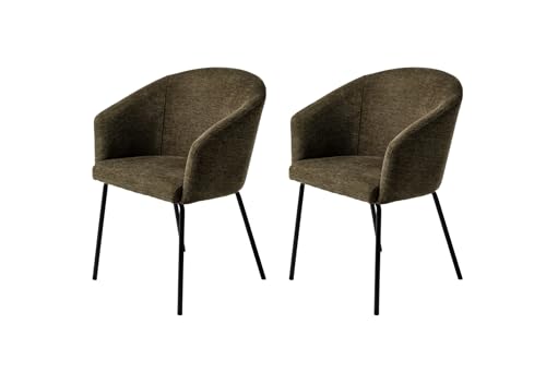 FJORDFORM Esszimmerstuhl, 2'er stühlen, dunkel grün, Schwarze metalbeine Chair, Brego, one Size von FJORDFORM
