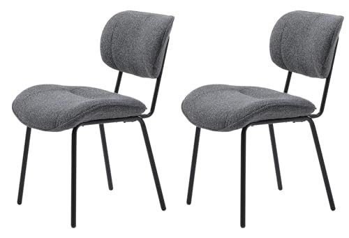 FJORDFORM Esszimmerstühle 2er Set, Küchenstuhl, Polsterstuhl, Wohnzimmerstuhl Sessel mit Rückenlehne, Sitzfläche aus Polyester, Metallbeine, Polyester, dunkelgrau von FJORDFORM
