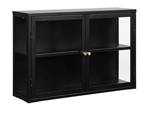 FJORDFORM Glas Hängeschrank, Schwarzes Metall, Goldene Griffe von FJORDFORM